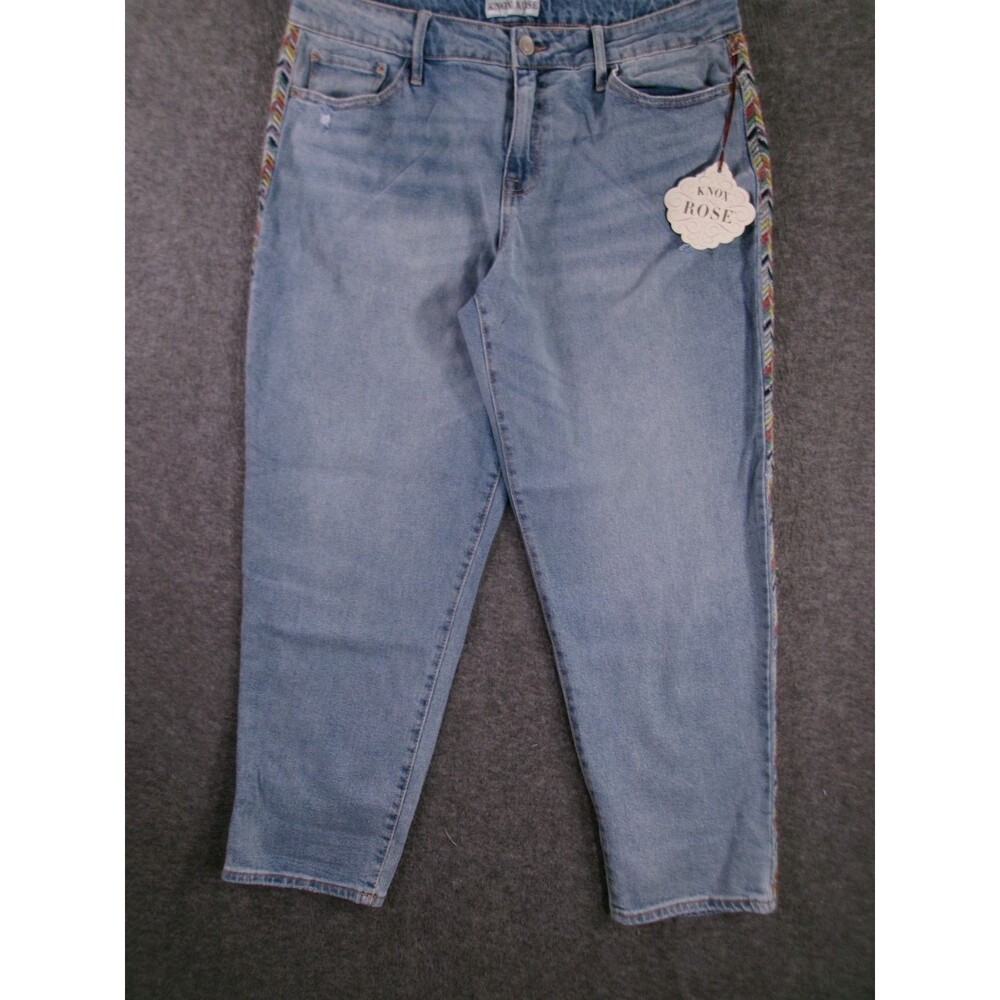 Knox Rose Jeans Women 12 Blue Tapered Light Wash Causal Embordered Causal New
